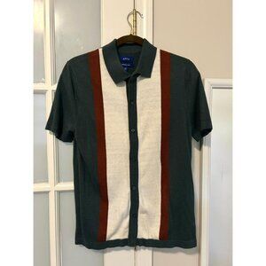 Retro Navy & White Striped Short Sleeve